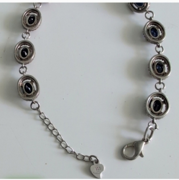 NIB Blue Sapphire Tennis Bracelet Set In Sterling Silver Gemstone King - Picture 9 of 14